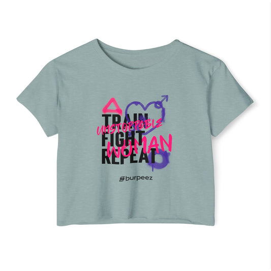 Crop top Femme “Train Fight Repeat”