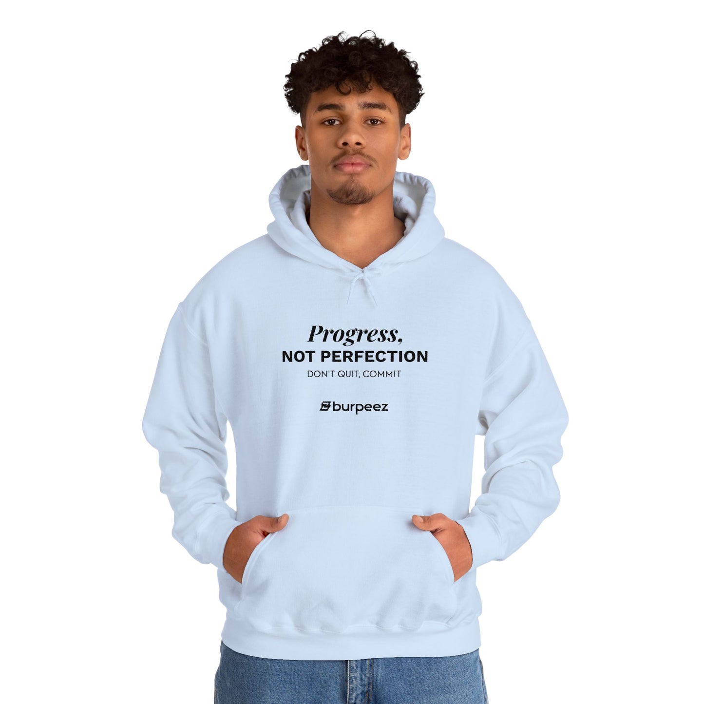 Hoodie unisex brodé « Progress not perfection »