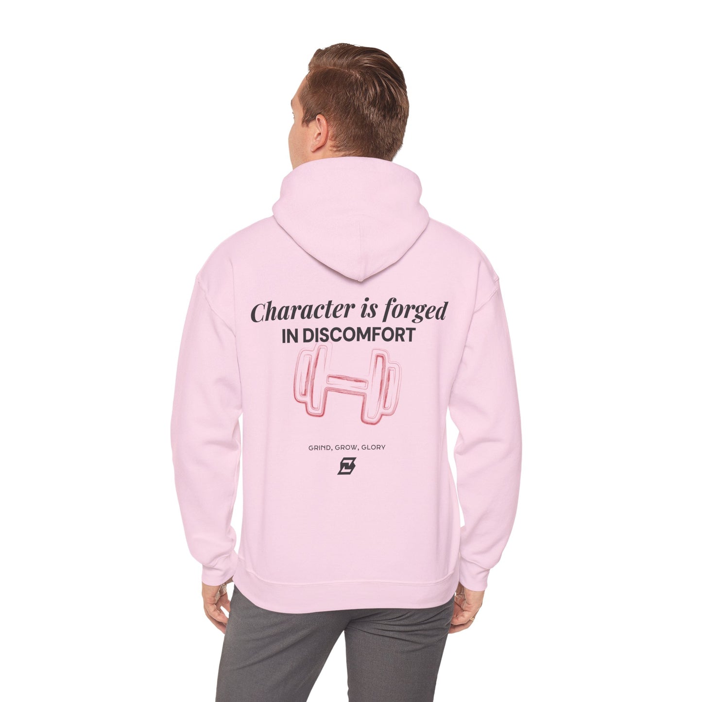 Hoodie unisex Design « Character is forged in discomfort »
