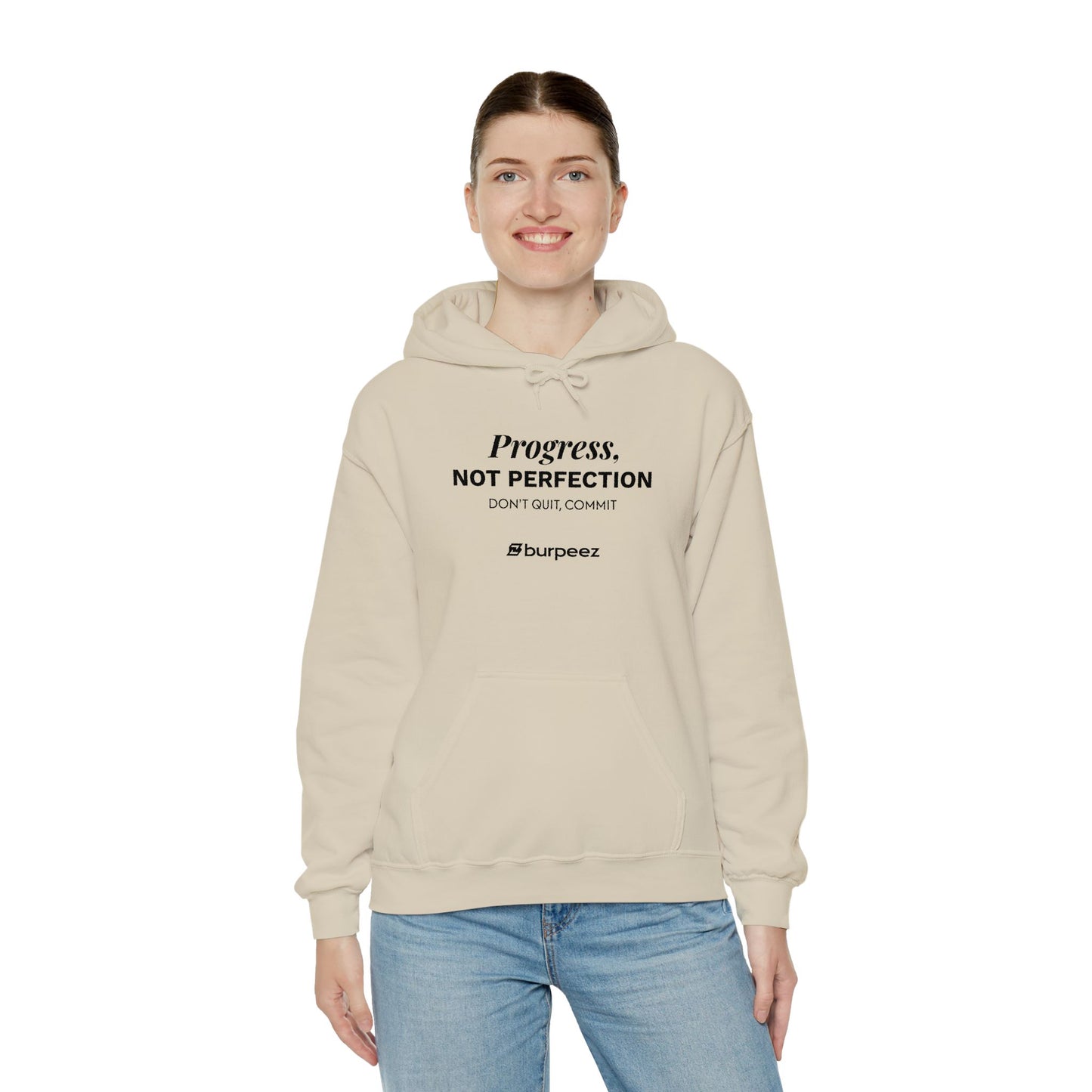 Hoodie unisex brodé « Progress not perfection »