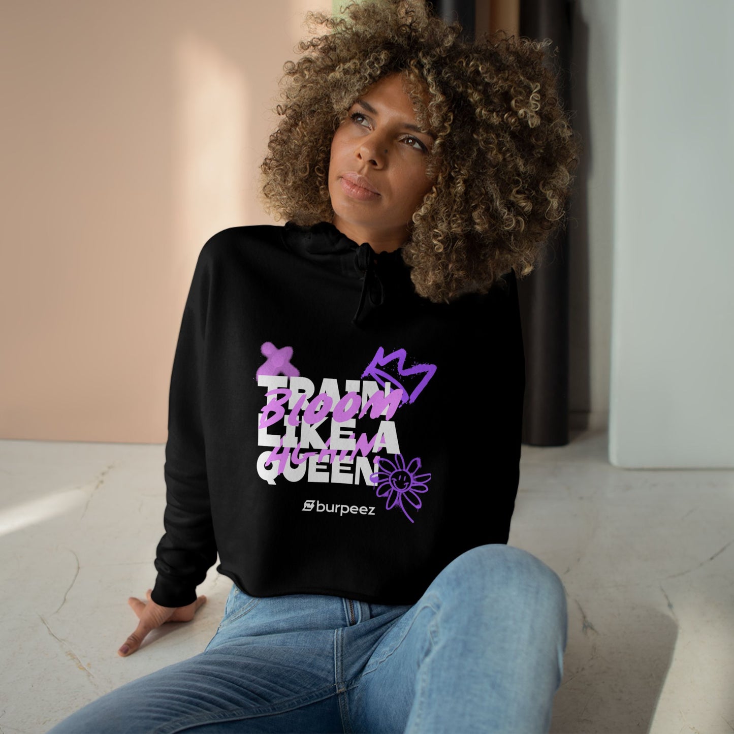 Crop hoodie Femme “Train Like a Queen”