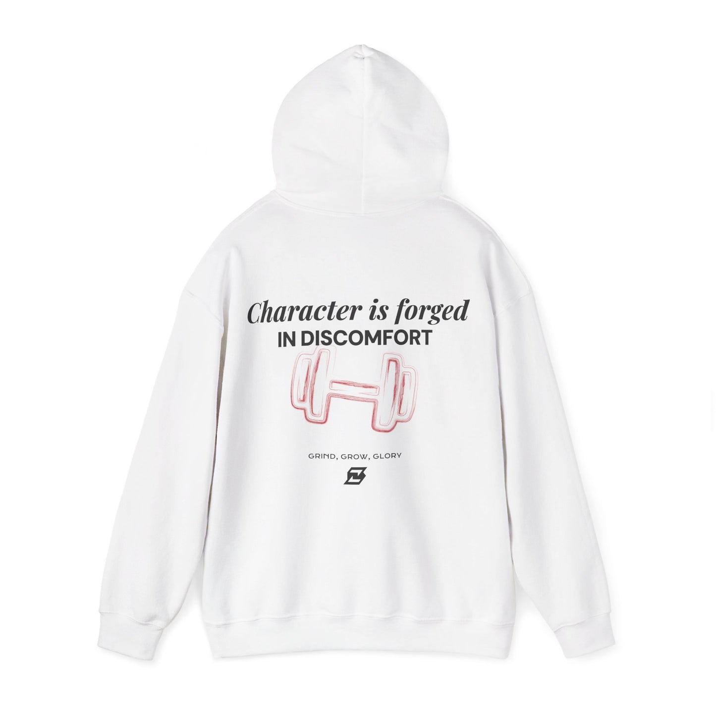 Hoodie unisex Design « Character is forged in discomfort »