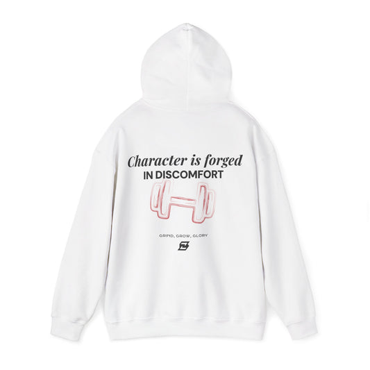Hoodie unisex Design « Character is forged in discomfort »