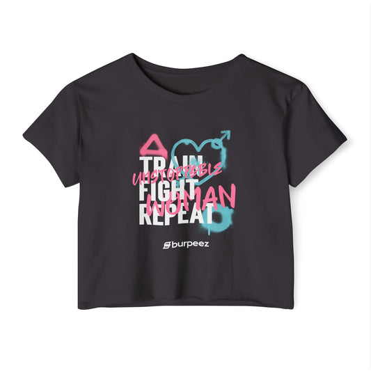 Crop top Femme “Train Fight Repeat”