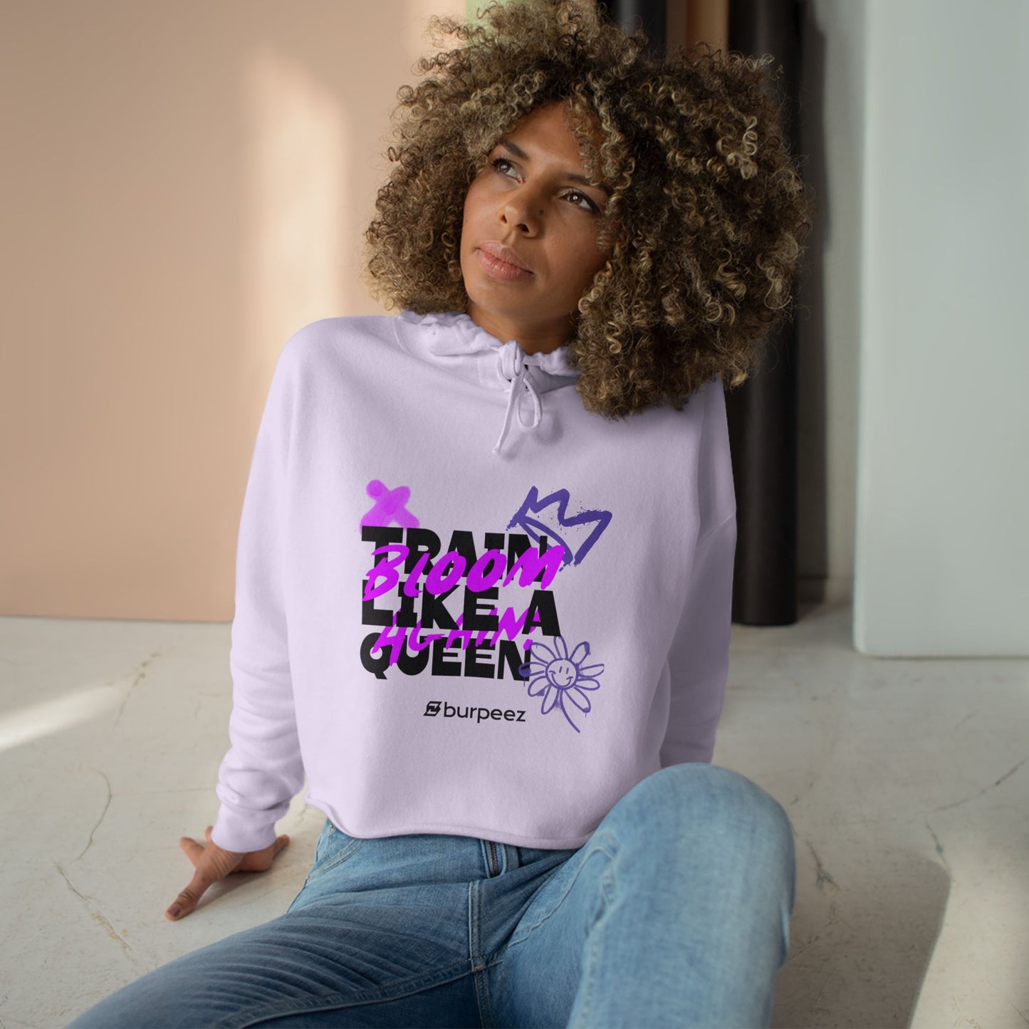 Crop hoodie Femme “Train Like a Queen”