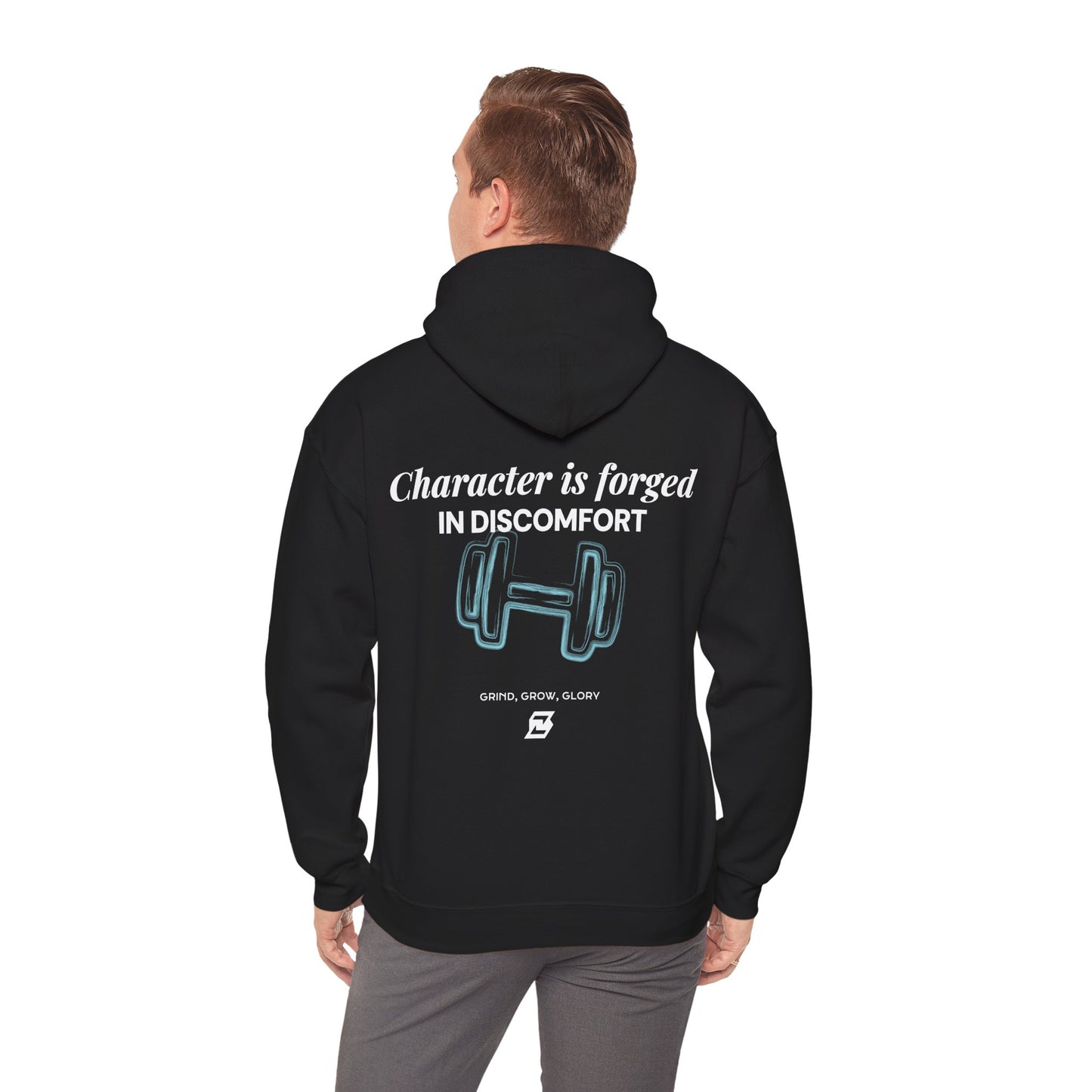 Hoodie unisex Design « Character is forged in discomfort »