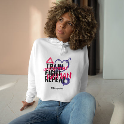 Crop hoodie femme « Train Fight Repeat »
