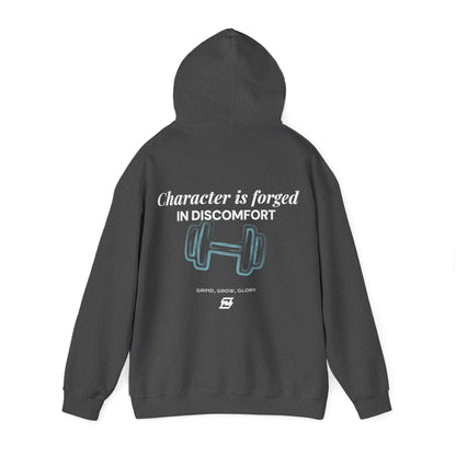 Hoodie unisex Design « Character is forged in discomfort »