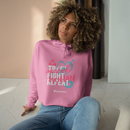 Crop hoodie Femme « Train Fight Repeat »