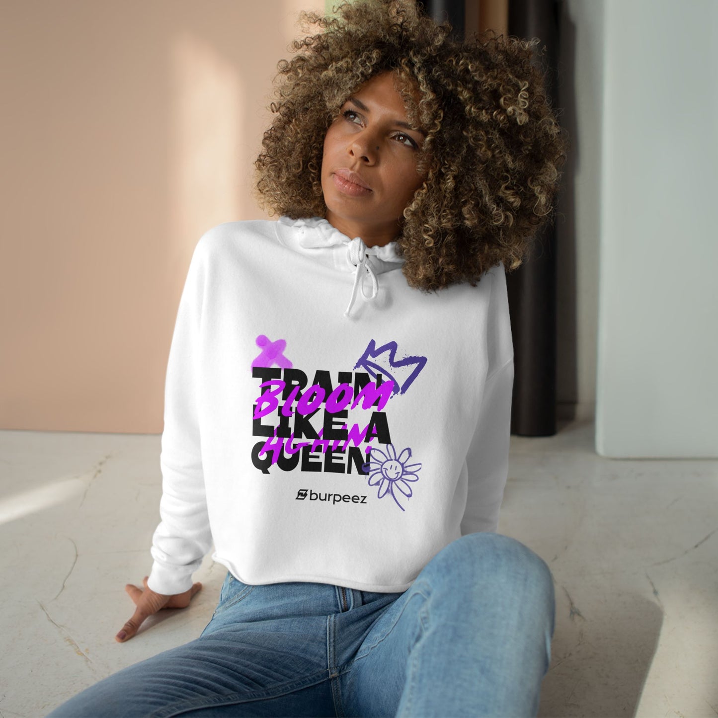 Crop hoodie Femme “Train Like a Queen”