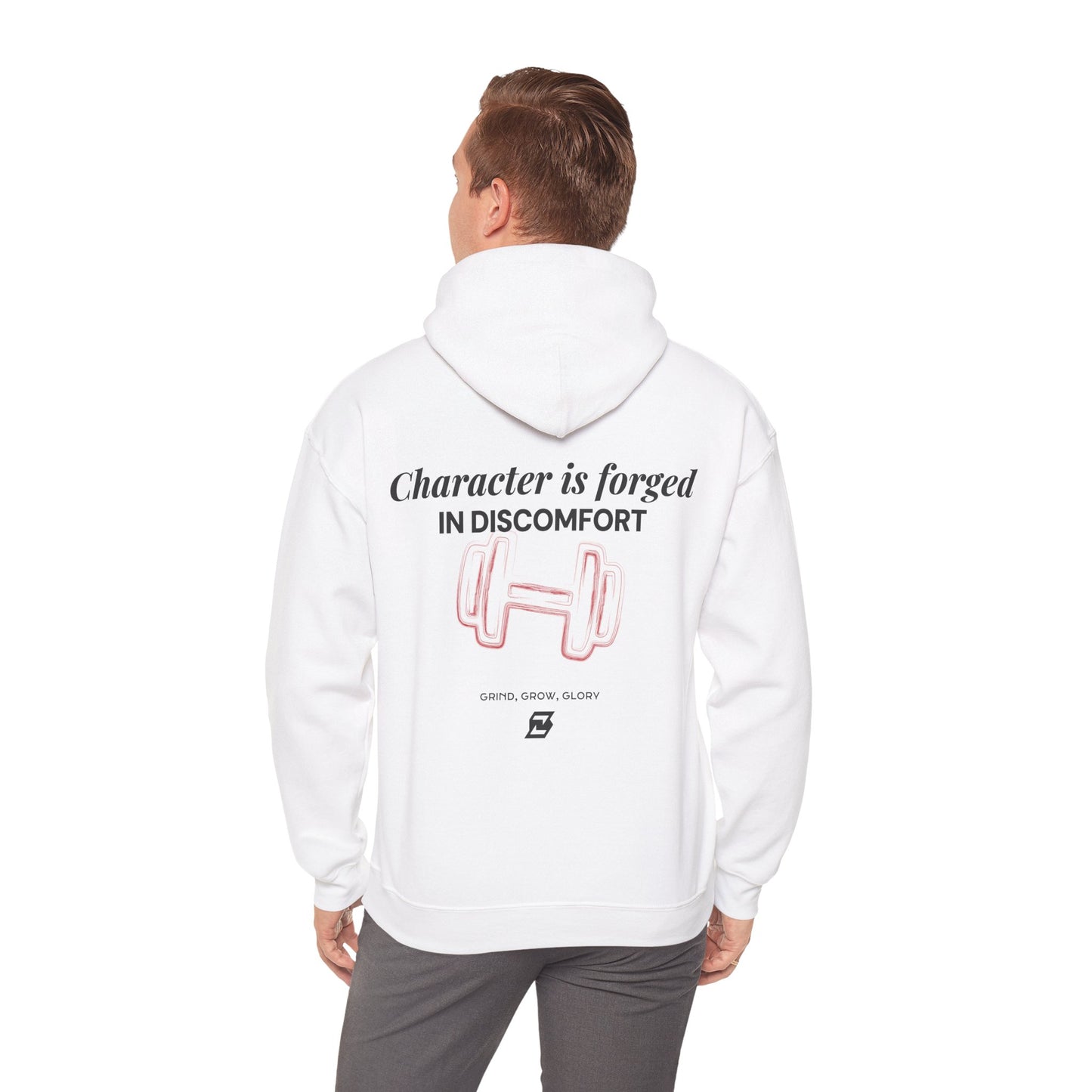 Hoodie unisex Design « Character is forged in discomfort »