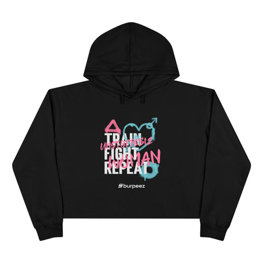 Crop hoodie Femme « Train Fight Repeat »