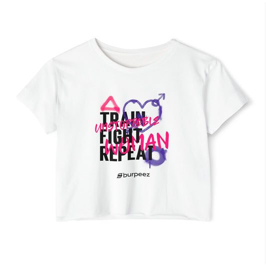 Crop top Femme “Train Fight Repeat”