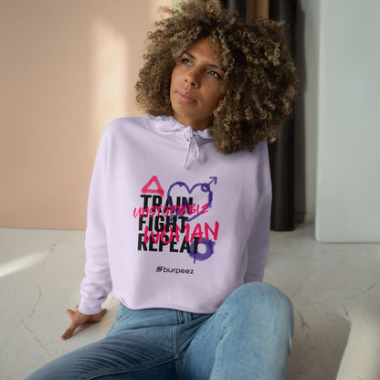 Crop hoodie femme « Train Fight Repeat »