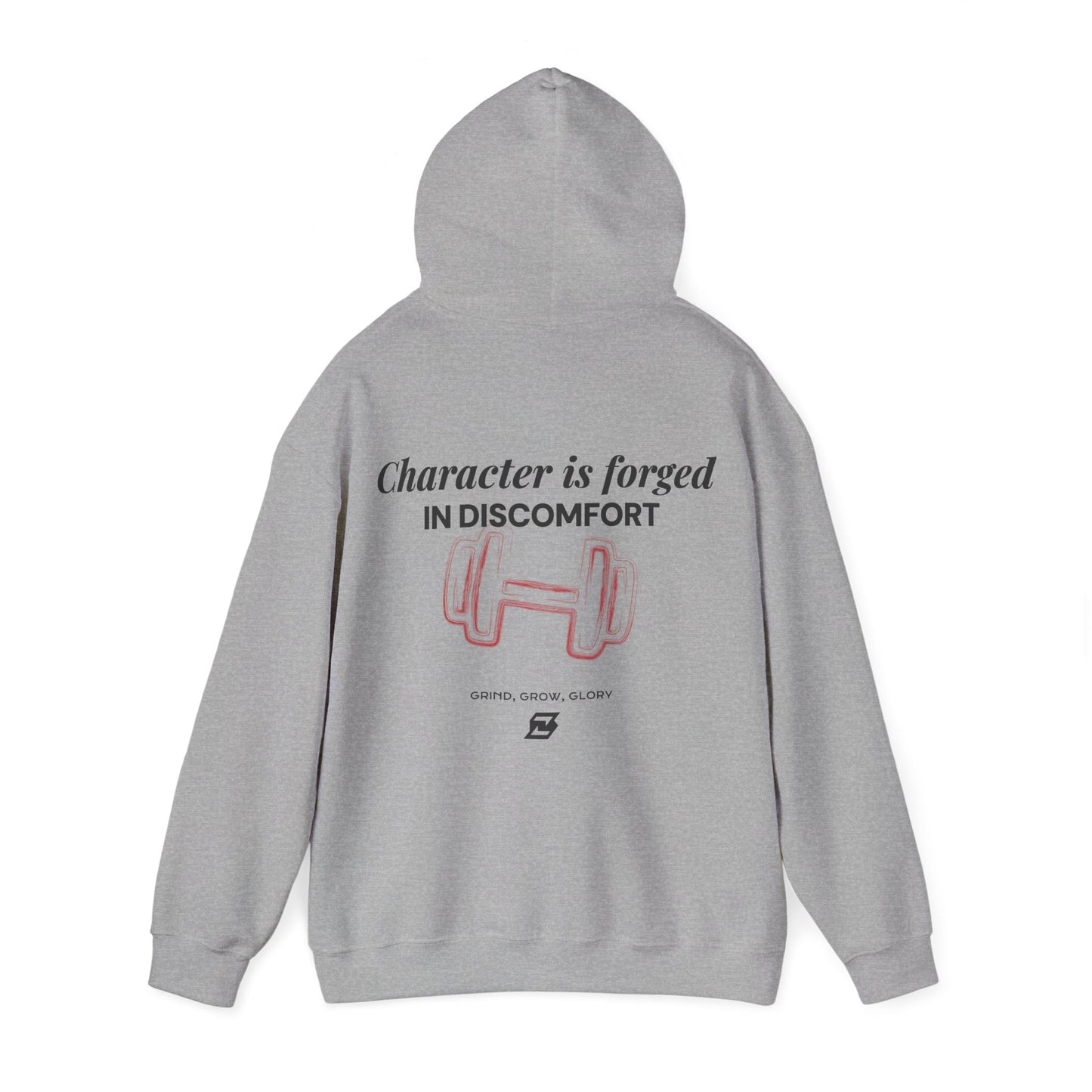 Hoodie unisex Design « Character is forged in discomfort »