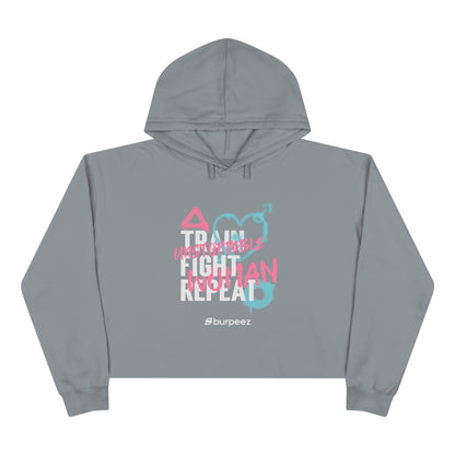 Crop hoodie Femme « Train Fight Repeat »