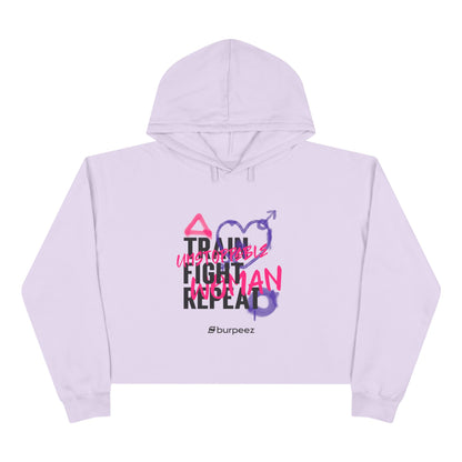 Crop hoodie femme « Train Fight Repeat »