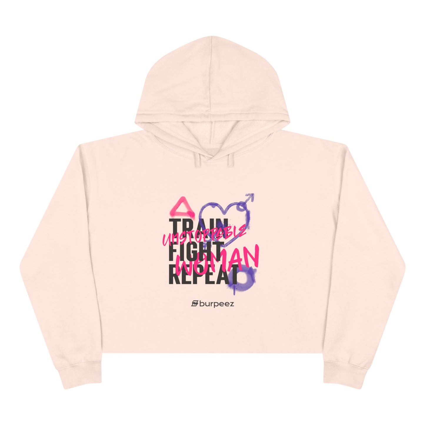 Crop hoodie femme « Train Fight Repeat »