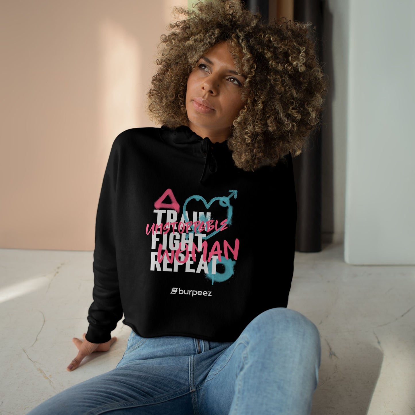 Crop hoodie Femme « Train Fight Repeat »