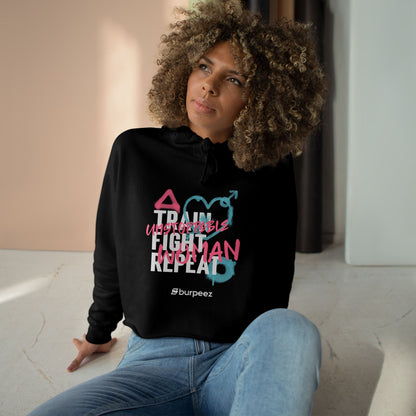 Crop hoodie Femme « Train Fight Repeat »