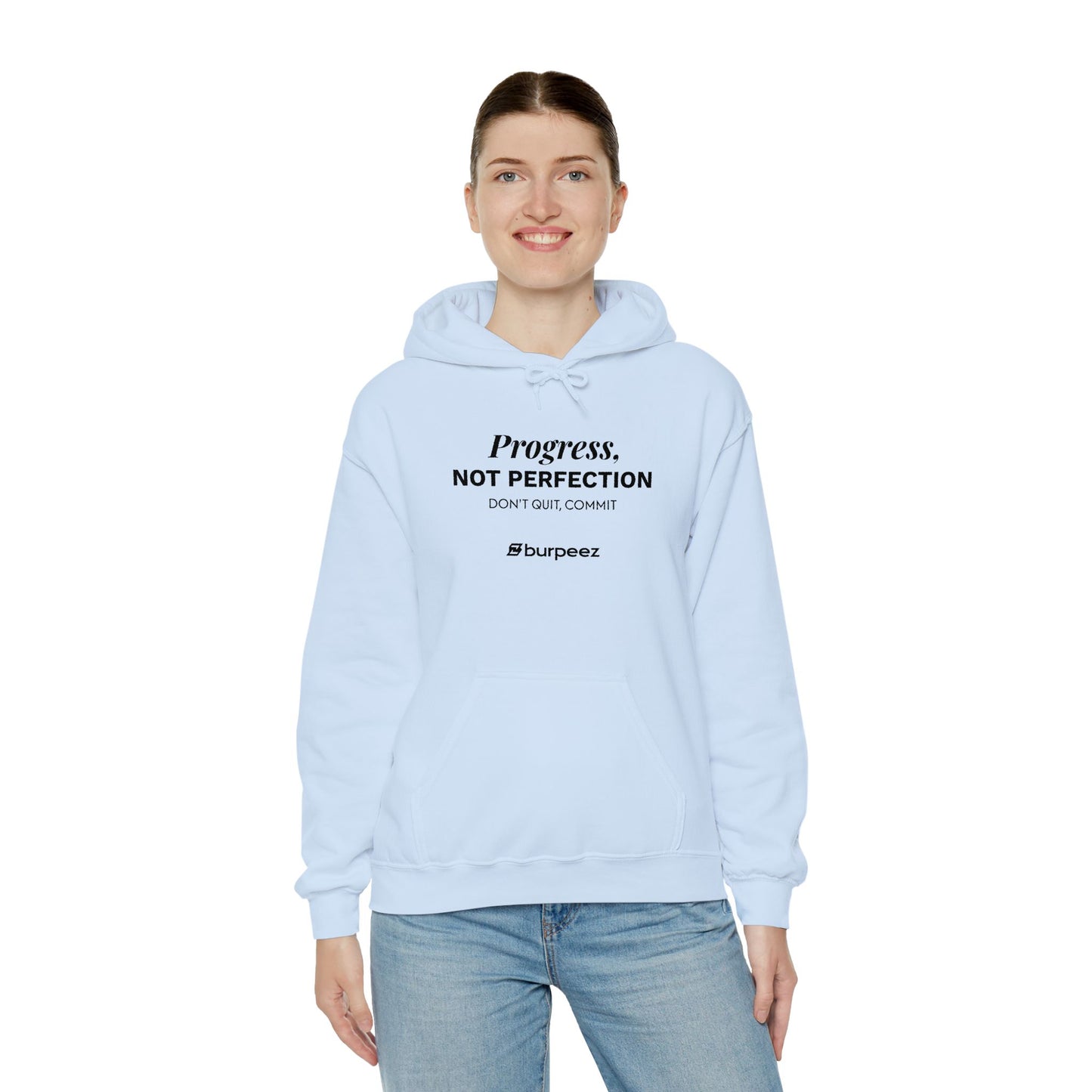 Hoodie unisex brodé « Progress not perfection »