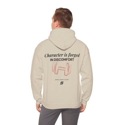 Hoodie unisex Design « Character is forged in discomfort »