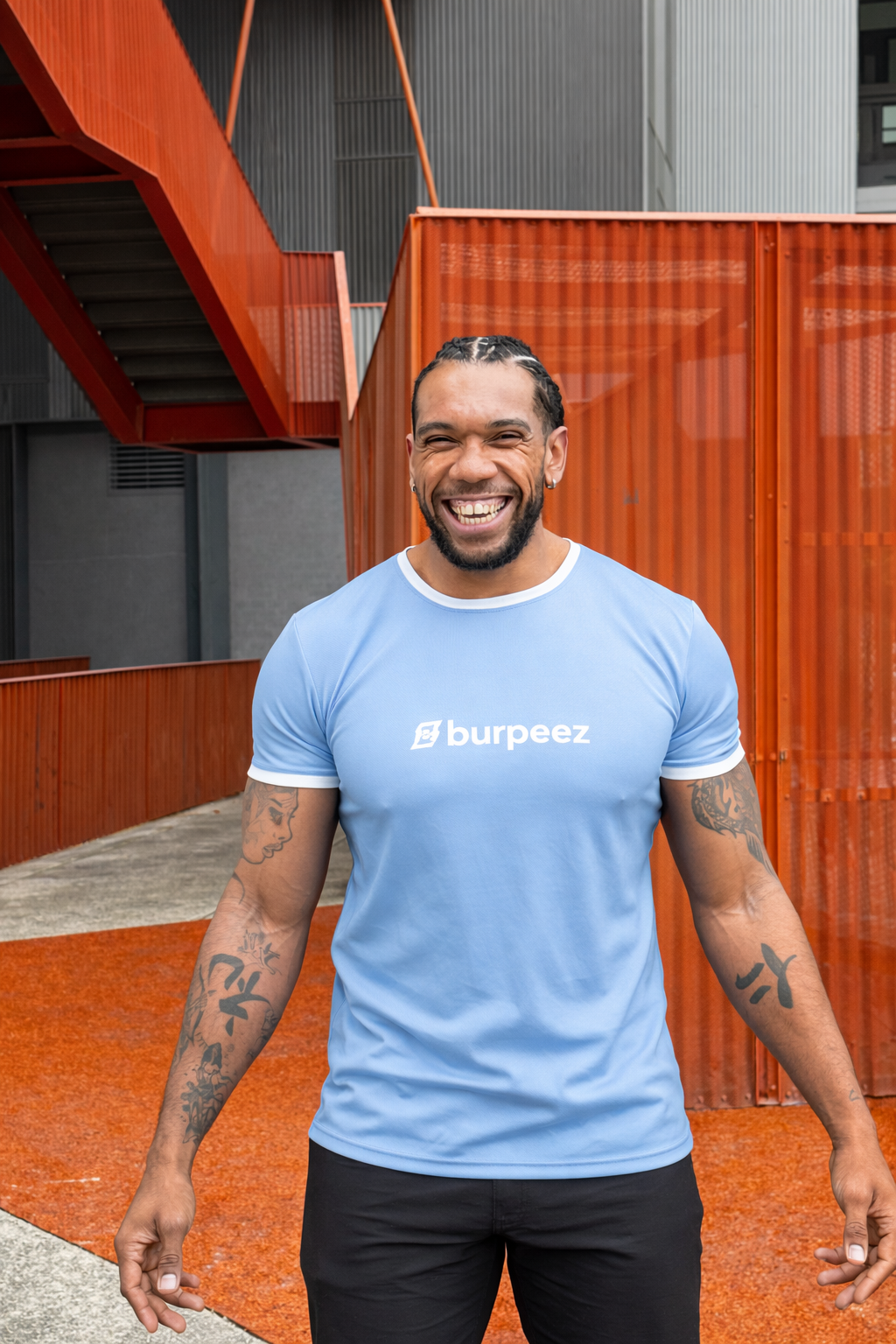 T-shirt technique Bleu ciel / Blanc Burpeez x CrossfitRollon